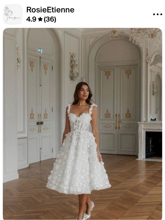 Rosie Etienne Dresses & Skirts - RosieEtienne White Floral Midi Dress with 3D Appliqué